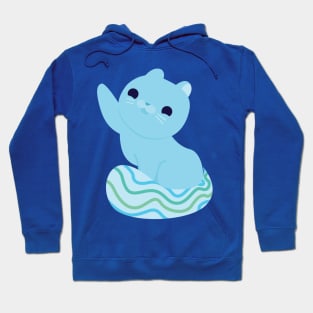 Cute Blue Water Seal Cat Hoodie